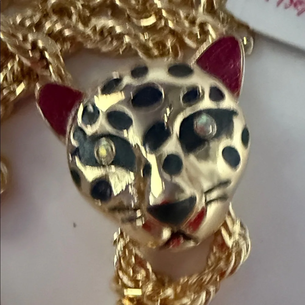 Betsey Johnson Gold Leopard Pendant Necklace NWT - Picture 11 of 13